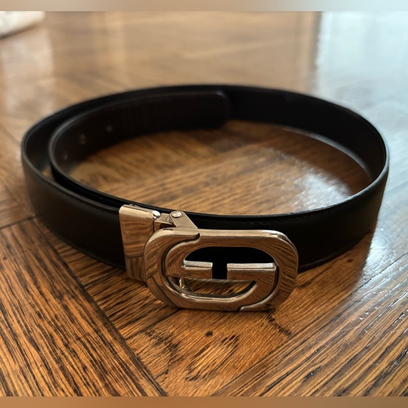 Gucci Men reversible belt black and brown slicer Gucci buckle - Picture 1 of 6